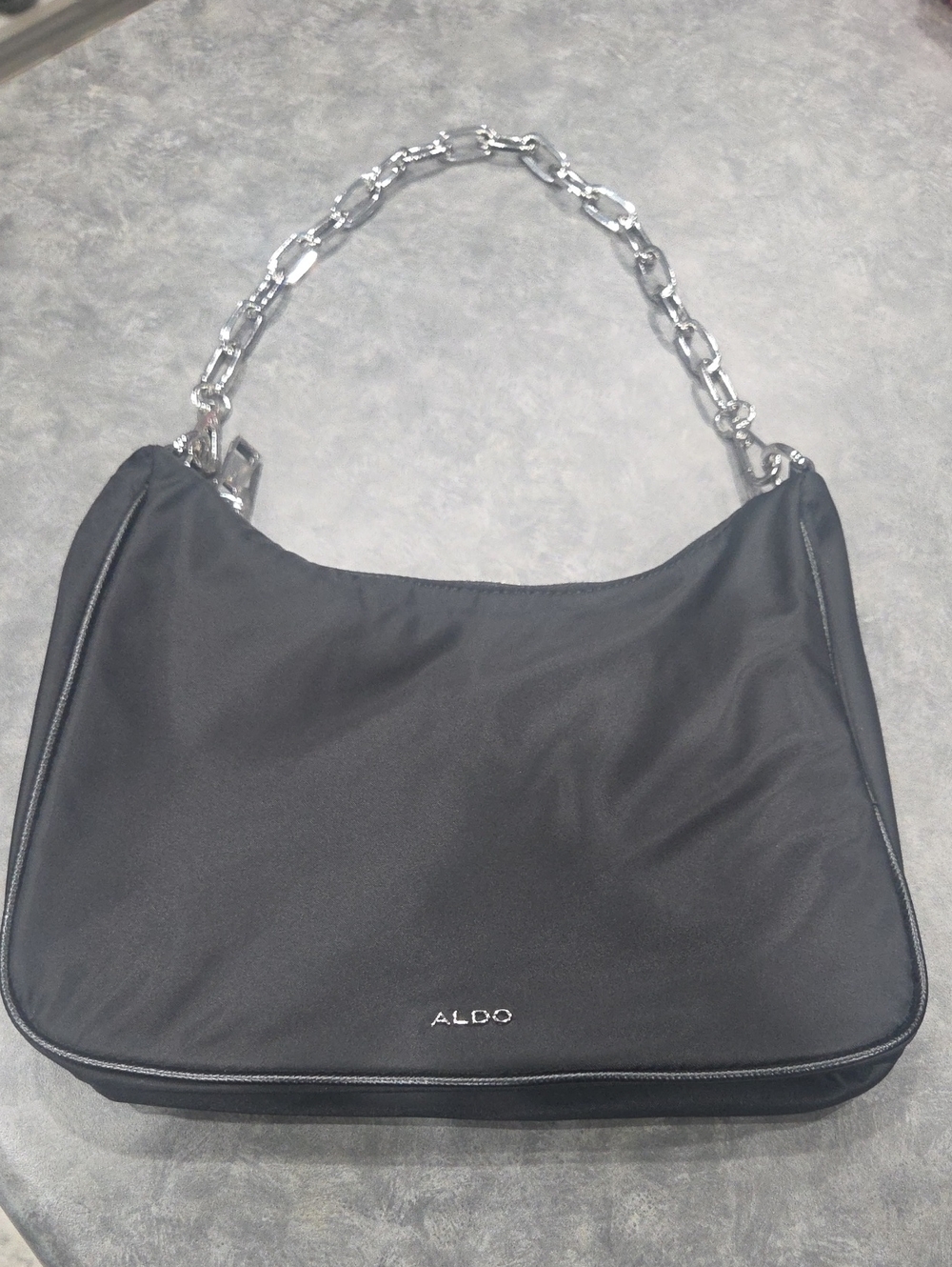 Aldo Black Shoulder Bag with Silver Chain Handle